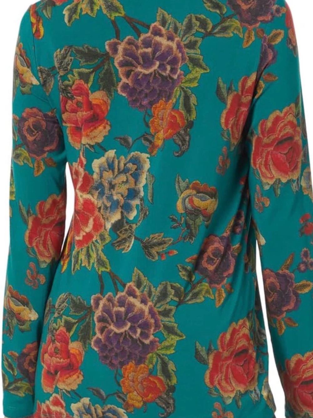 Johnny Was The Janie Favorite Long-Sleeve Tee with Red and Purple Blooms - Picture 3 of 5